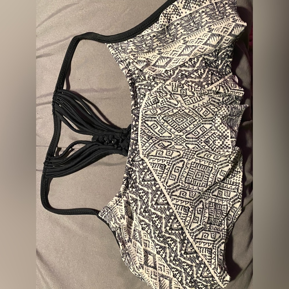 black and white bathing suit top